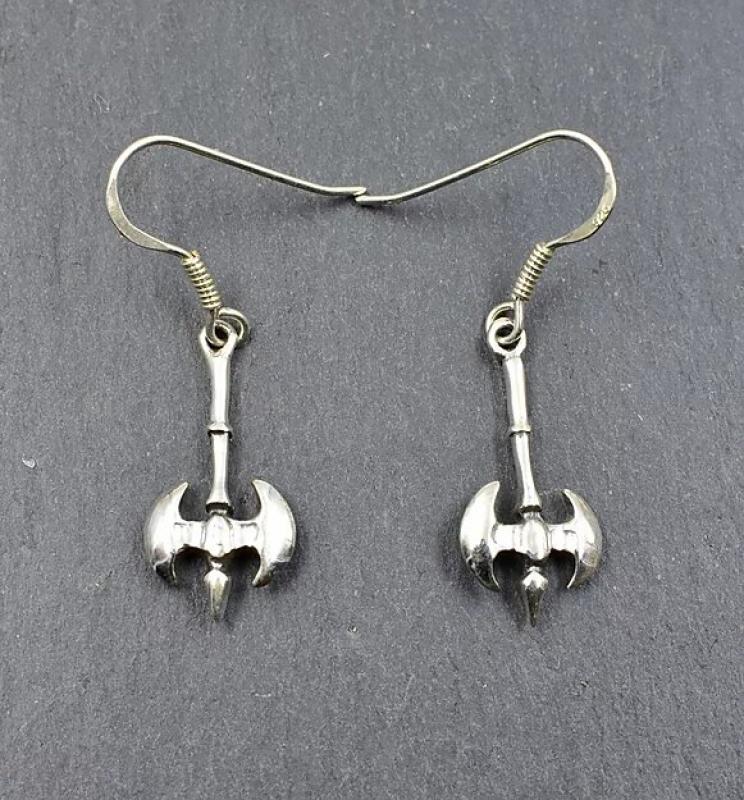 Wikinger Doppelaxt Ohrringe aus 925er-Silber